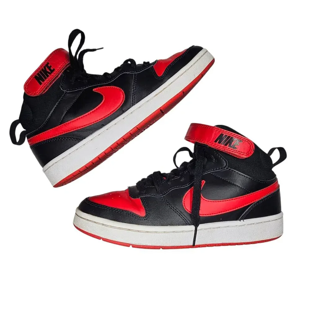 Nike Court Borough Mid 2 Big Kids' Shoes University Red Black Size 7Y / W 8.5